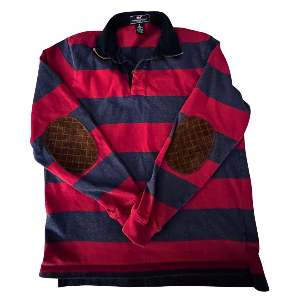 Vineyard Vines Mens Navy and Red Striped Rugby Shirt